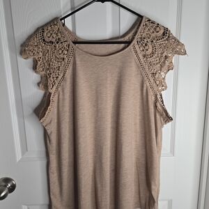 SHEIN Tan Crochet Sleeve Blouse
